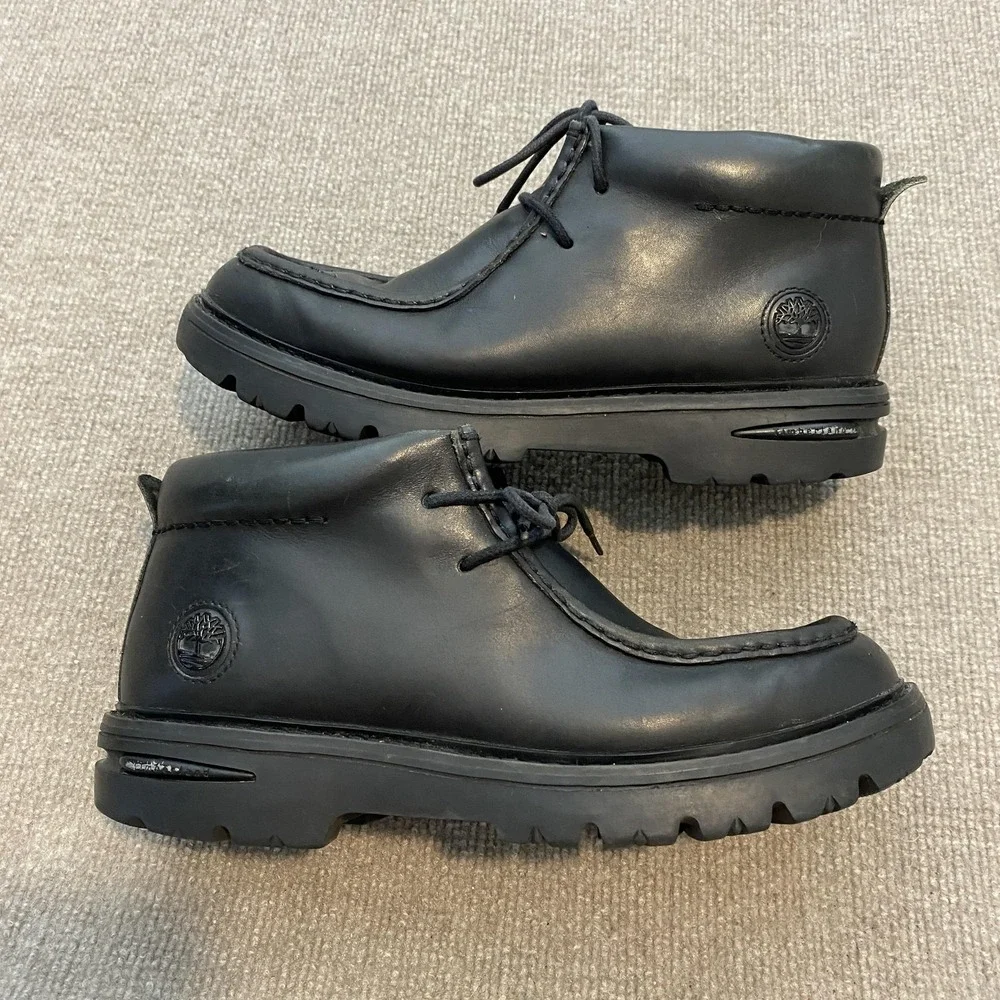 Timberland Boots Mens Size 10 Black Leather Chukka Ankle Lined Casual 59019